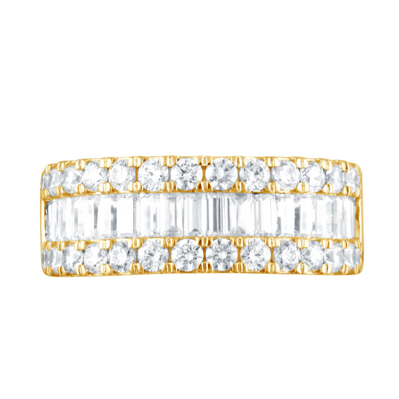 Round and Baguette Lab Grown Diamond 2ctw. Multi Row Wedding Ring in 14k Yellow Gold image number null